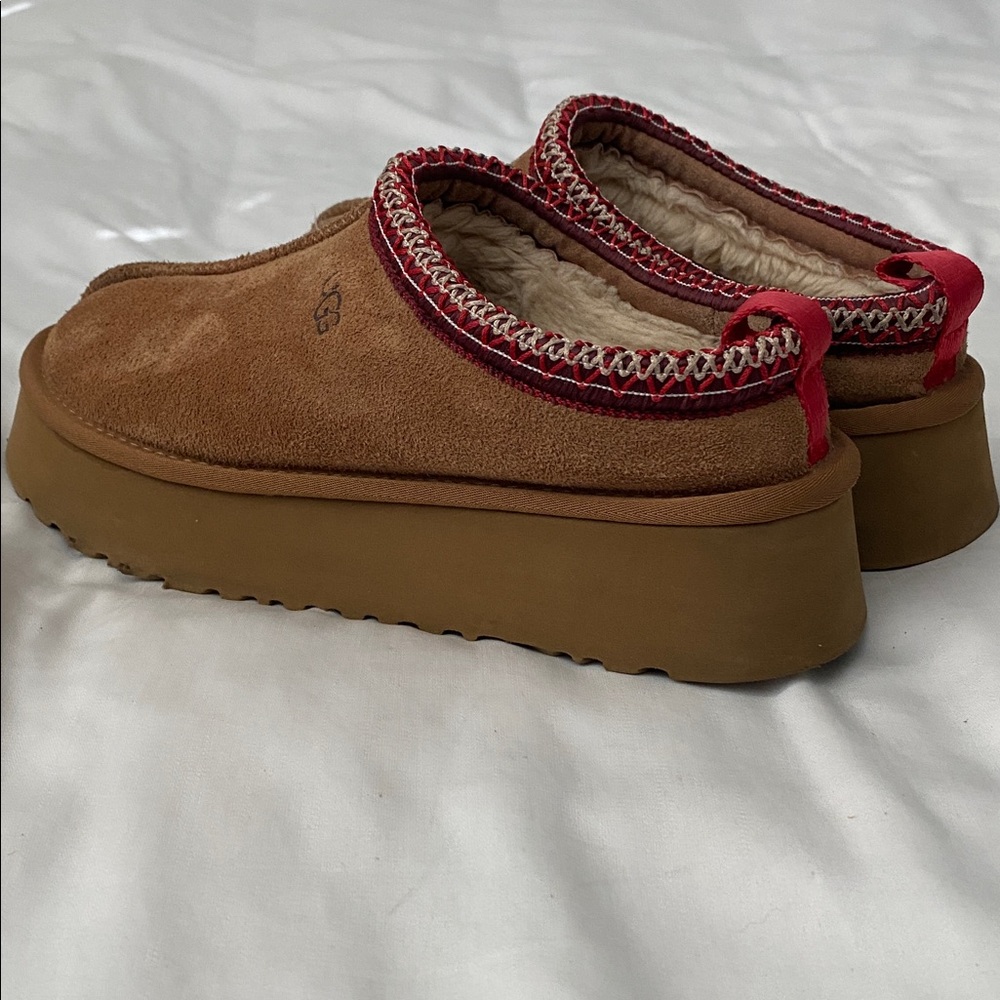 UGG Tazz II Platform Slippers Mules Slides Chestnut Suede Shoes Size 8 - Picture 8 of 14